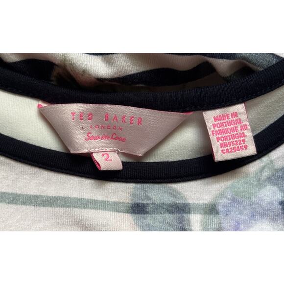 Ted Baker Laya Peony Sleeveless Midi Dress Size 4-6 Floral Striped Bodycon Art - Picture 8 of 8